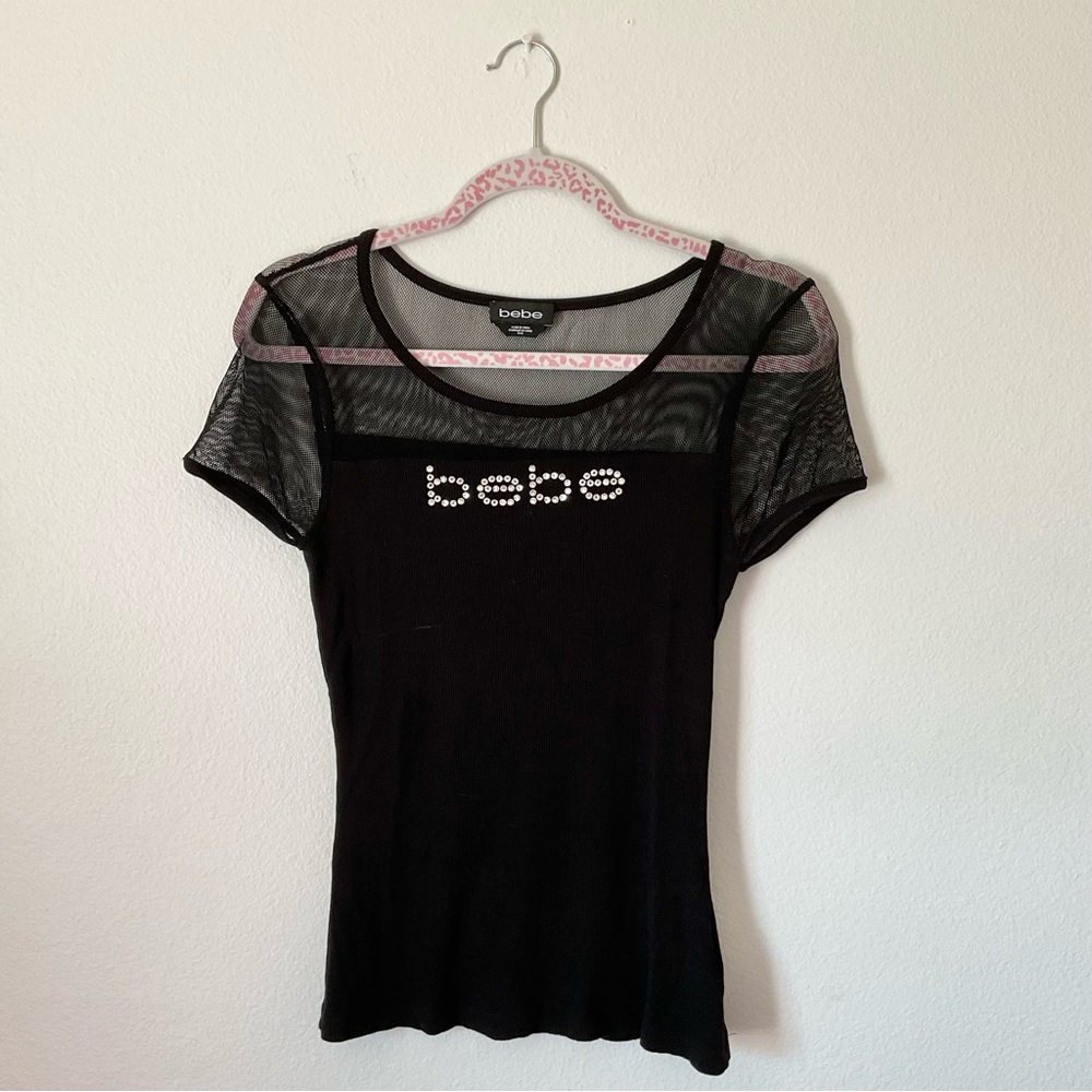 Bebe Mesh Ribbed Tee
